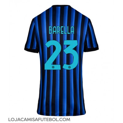 Camisa de Futebol Inter Milan Nicolo Barella #23 Equipamento Principal Mulheres 2025-26 Manga Curta Camisa de Futebol Inter Milan Nicolo Barella #23 Equipamento Principal Mulheres 2025-26 Manga Curta